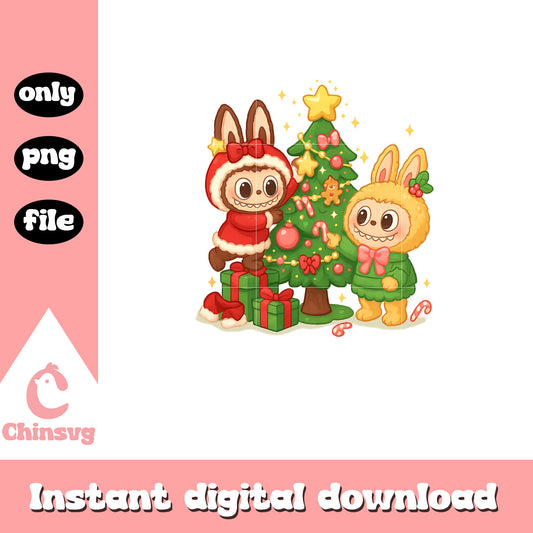 Labubu decor christmas tree design png, labubu color png