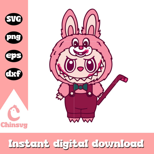 Labubu demon rabbit halloween drawing svg, labubu toy svg