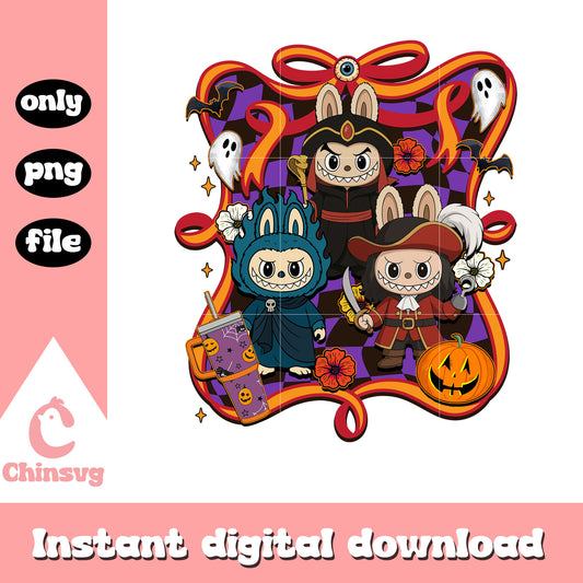 Labubu devil doll halloween bow png, halloween devil png