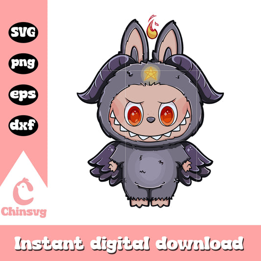 Labubu devil halloween doll drawing svg, happy halloween svg
