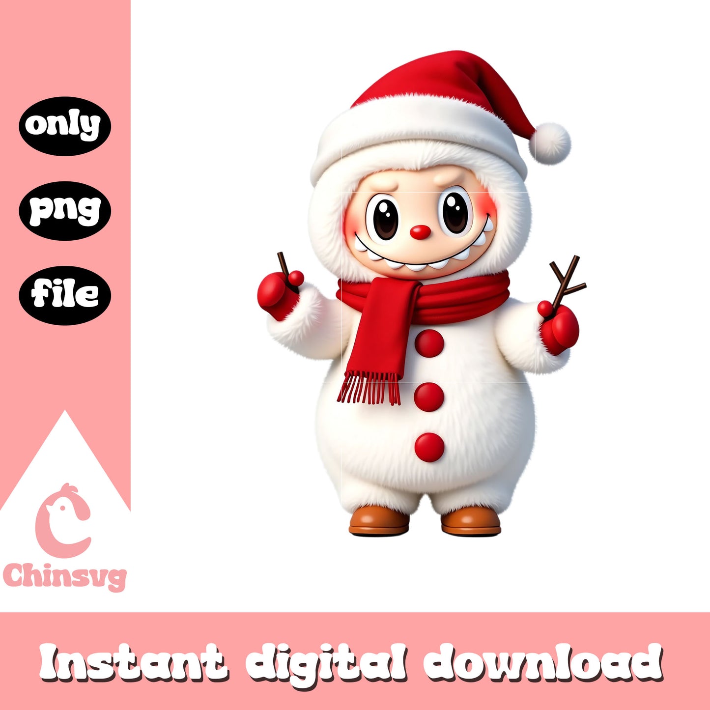 Labubu doll cosplay snowman png, labubu blind box png