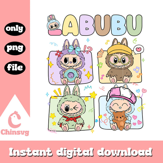 Labubu doll costumes frame design png, labubu drawing png