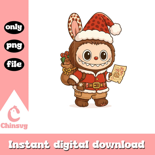 Labubu doll elf santa claus costume png, the monsters labubu png