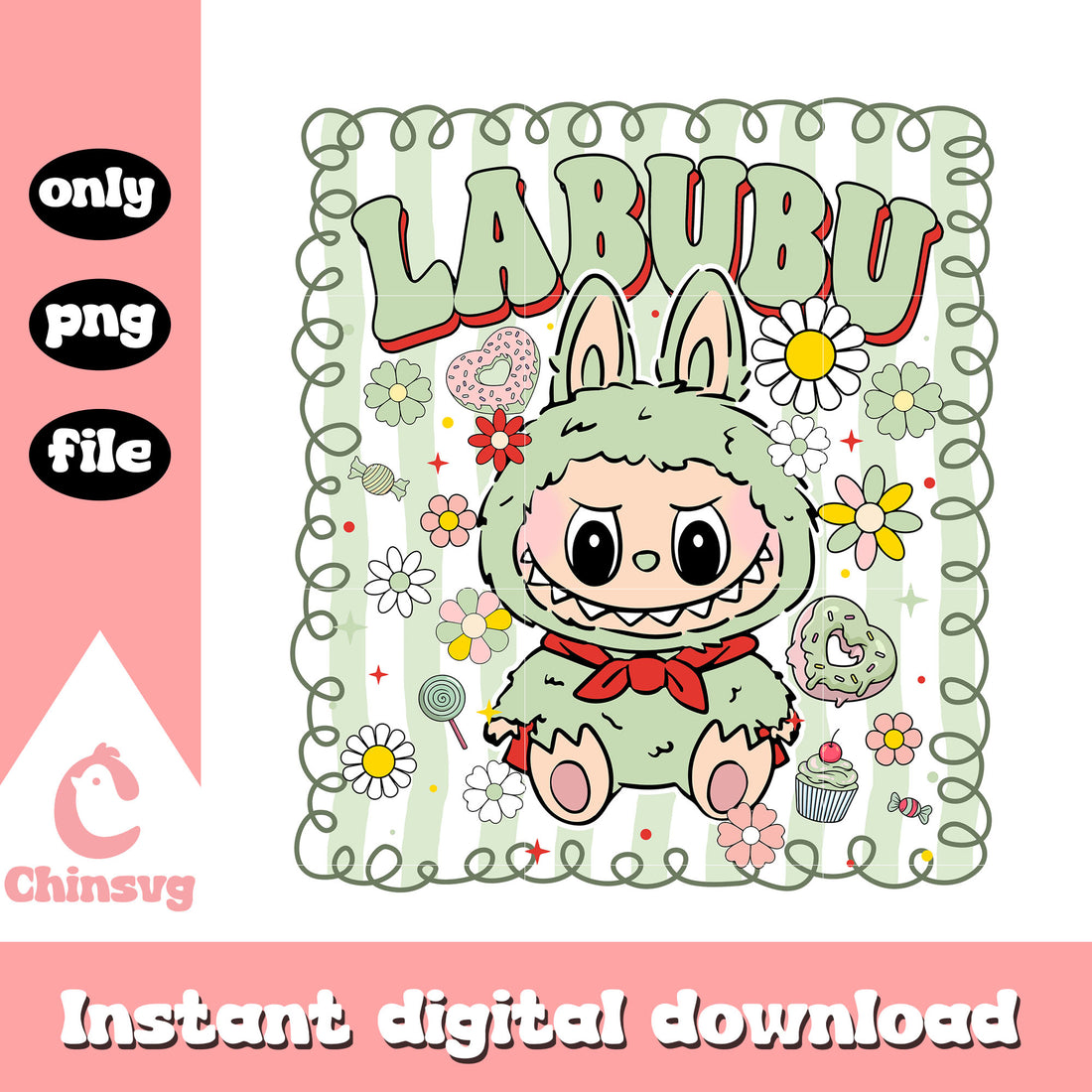 Labubu In Frame Labubu doll green sweet frame design png, labubu clipart png – Chinsvg