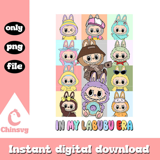 Labubu dolls costumes collage picture design png, labubu doll png