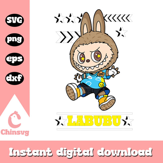 Labubu dynamic version cute doll drawing svg, labubu svg