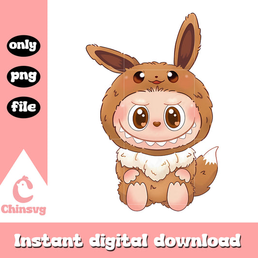 Labubu eevee costume design png, pokemon png, the monsters png