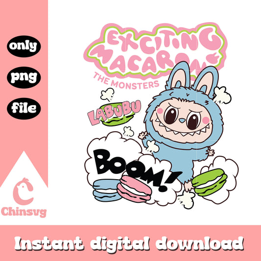 Labubu exciting macarons design png, clipart labubu png