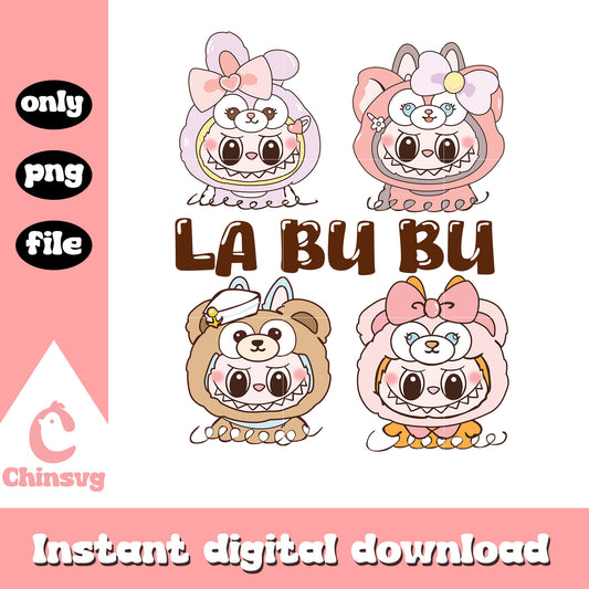 Labubu face clipart design png, cute baby labubu png