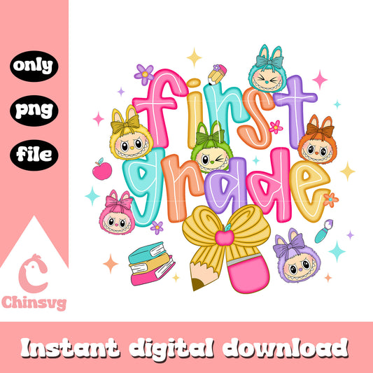 Labubu face first grade clipart design png, labubu doll png
