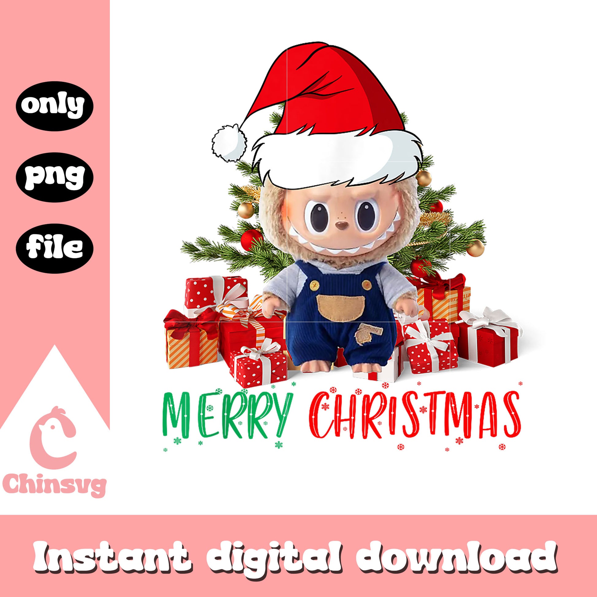 Labubu fall in wild merry christmas png, labubu png