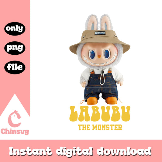 Labubu fisherman clothes design png, labubu character png