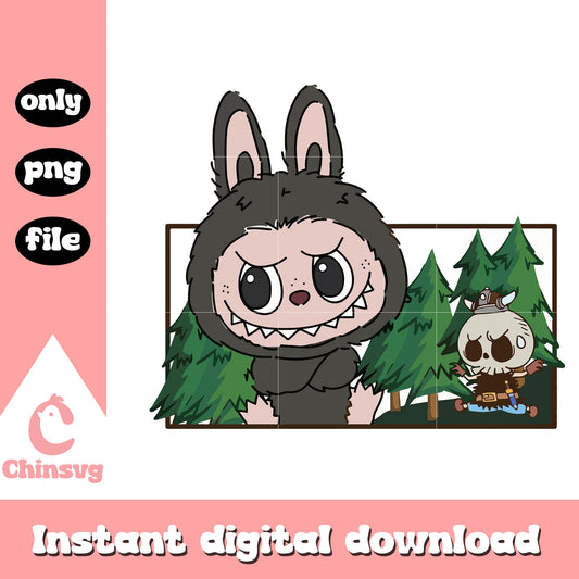 Labubu forest encounter doll design png, labubu the monsters png