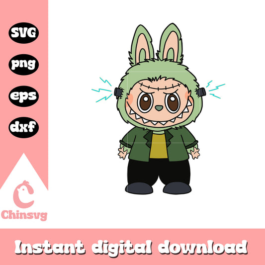 Labubu frankenstein clipart svg, frankenstein character svg