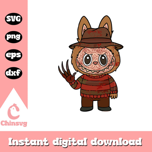 Labubu freddy krueger clothes clipart svg, freddy krueger art svg