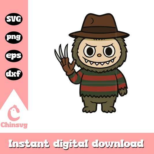 Labubu freddy krueger clothes design svg, freddy krueger svg