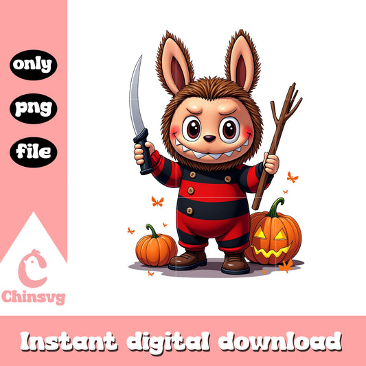 Labubu freddy krueger monster halloween art png, freddy krueger png