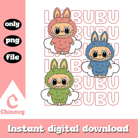 Labubu friends clipart drawing png, labubu dolls png