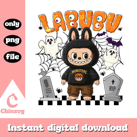Labubu fuzzy monster ver halloween design png, labubu monster png