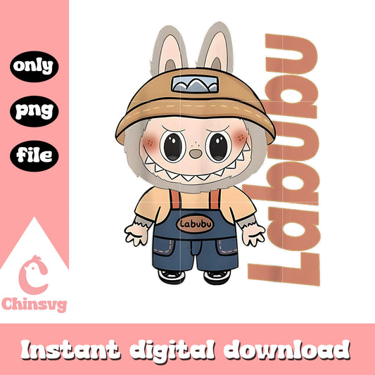 Labubu gardener drawing design png, labubu clipart png