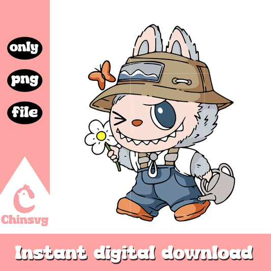 Labubu gardener ver costume design png, labubu doll png