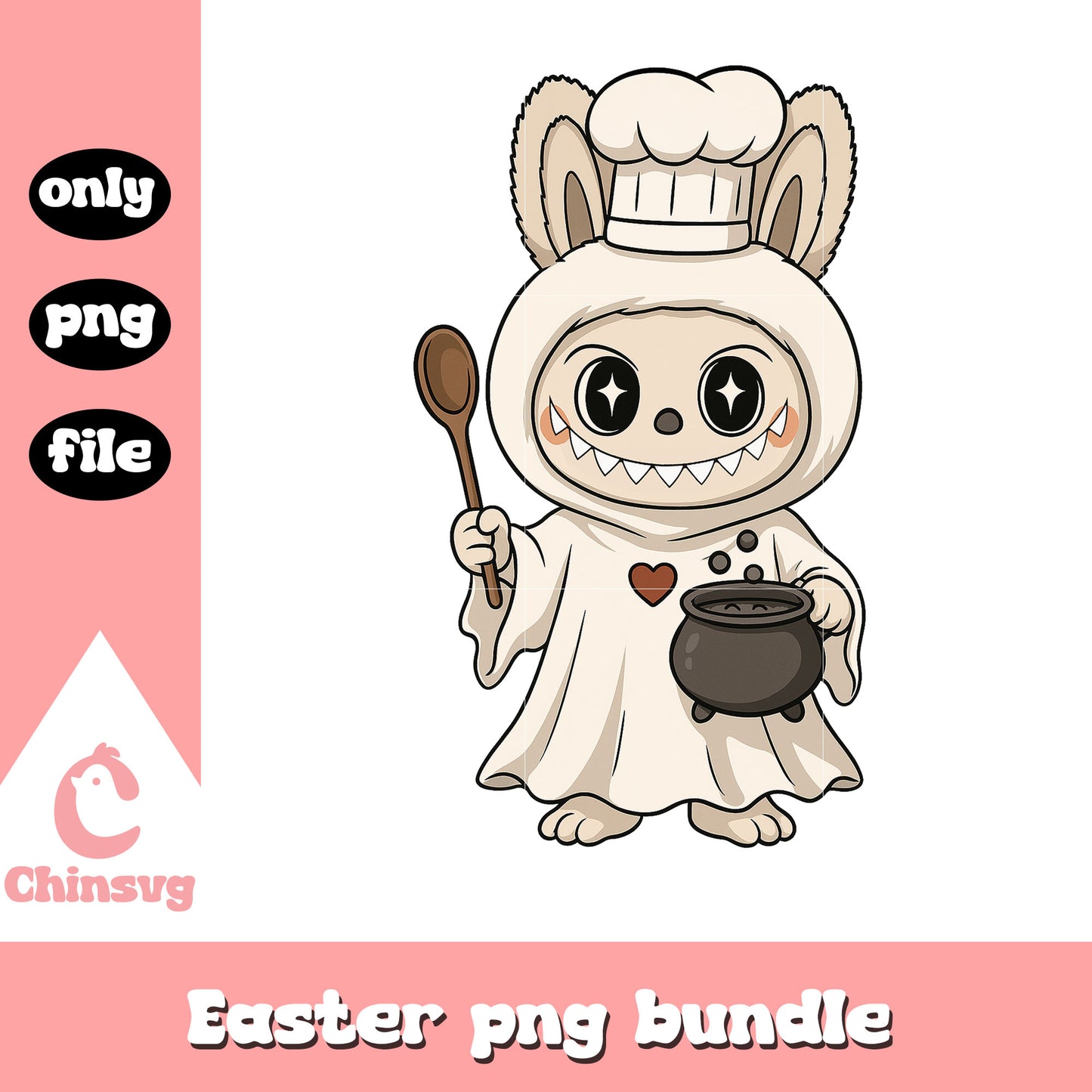 Labubu ghost chef doll drawing design png, labubu drawing png