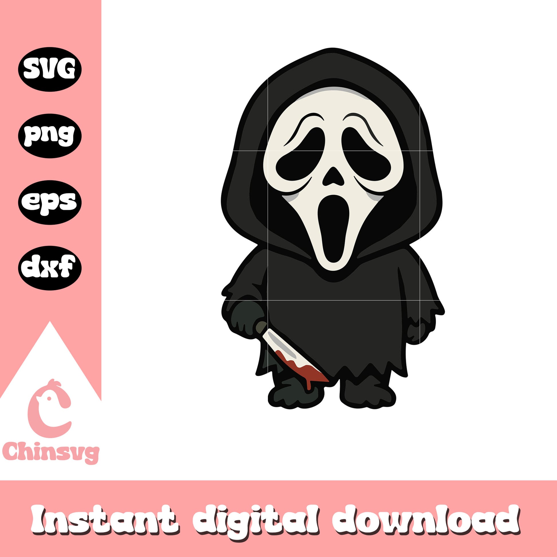 Labubu ghostface clothes design svg, ghostface character svg