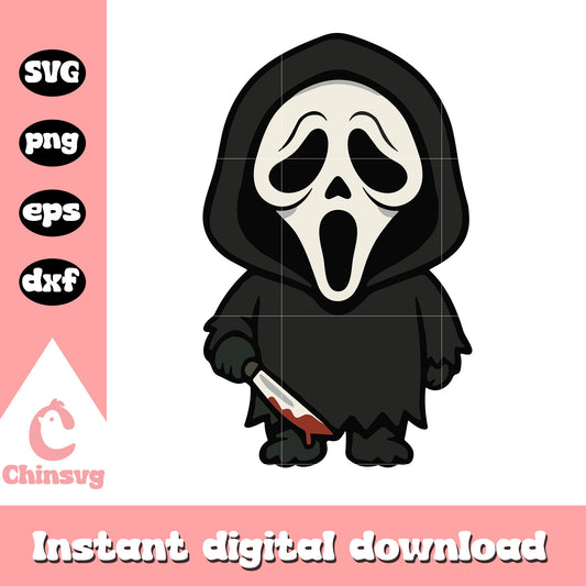 Labubu ghostface doll drawing design svg, ghostface movie svg