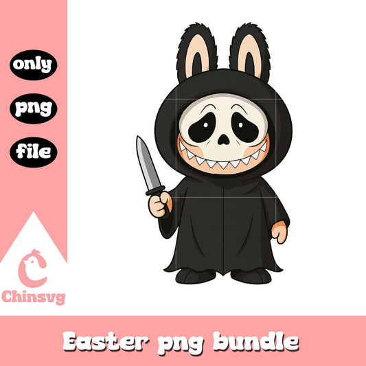 Labubu ghostface mask doll clothes design png, ghostface png