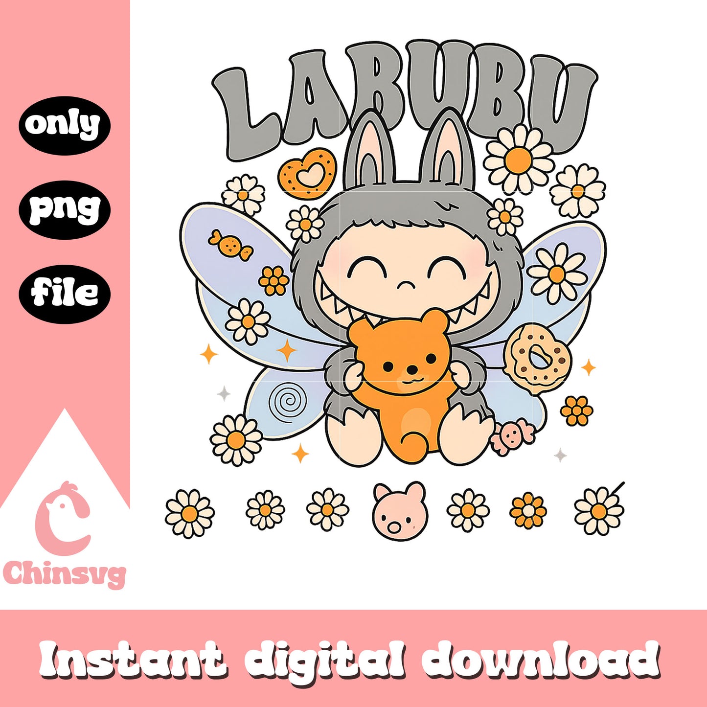 Labubu gray hand teddy ver drawing design png, labubu gray png