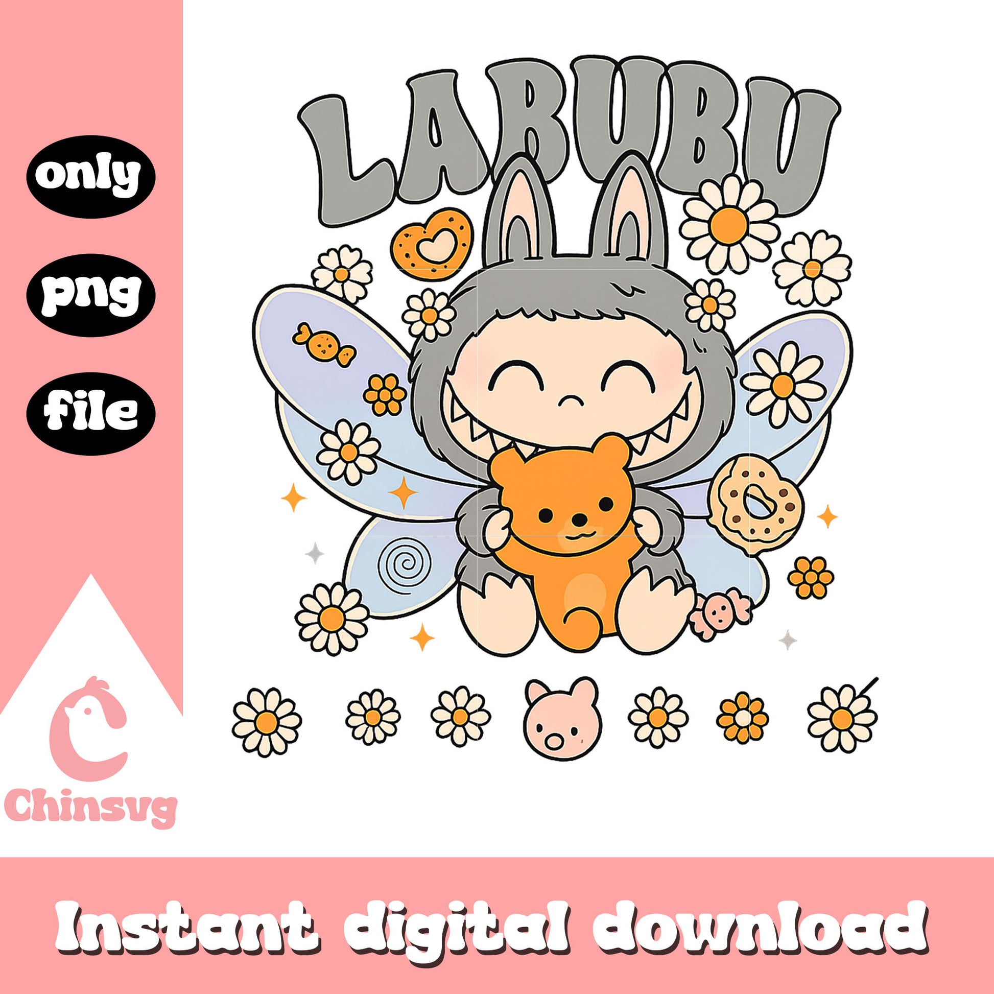 Labubu gray hand teddy ver drawing design png, labubu gray png
