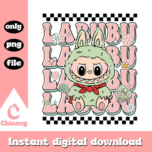 Labubu green candy ver doll design png, labubu decoration png