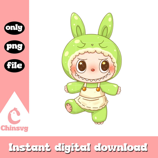 Labubu green cute design png, labubu doll png, green labubu png