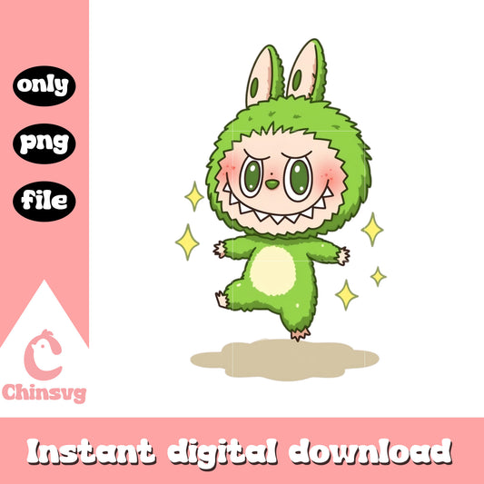 Labubu green doll design png, labubu toys png, labubu png
