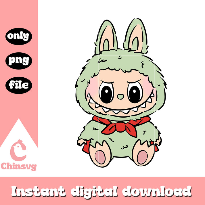 Labubu green scarf ver costume design png, labubu monster png – Chinsvg