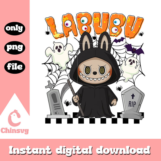 Labubu grim reaper ver halloween design png, labubu blind box png