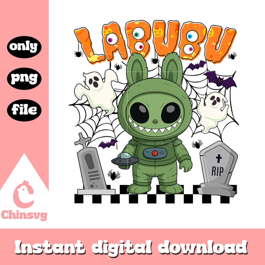 Labubu halloween alien ver design png, labubu alien png