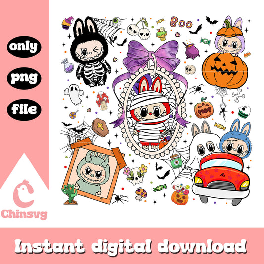 Labubu halloween clipart design png, clipart halloween png