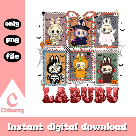 Labubu halloween coquette stamp png, halloween decoration png 