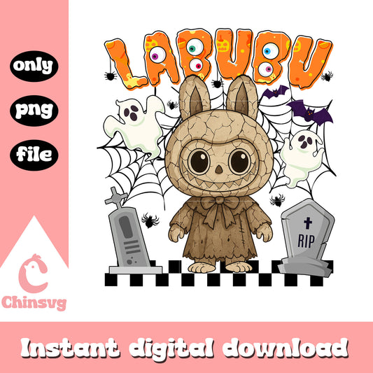 Labubu halloween crack stone costume design png, labubu png