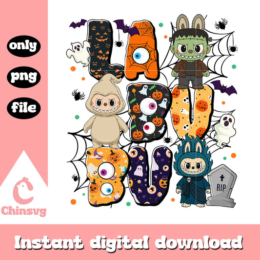 Labubu halloween font design png, halloween font png, font design png