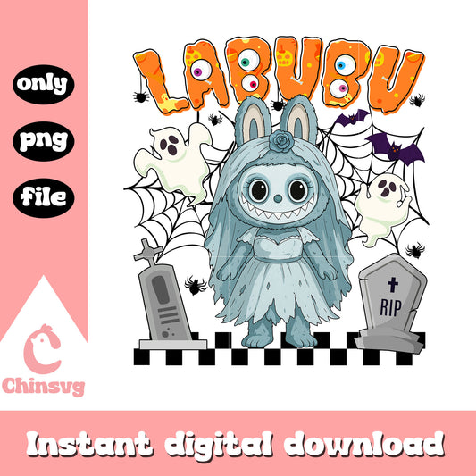 Labubu halloween ghost bride ver design png, labubu clothing png