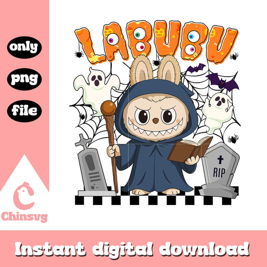 Labubu halloween orcerer ver design png, labubu box png