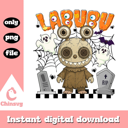 Labubu halloween scarecrow ver design png, labubu outfits png