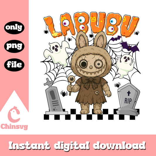 Labubu halloween voodoo doll ver design png, labubu drawing png