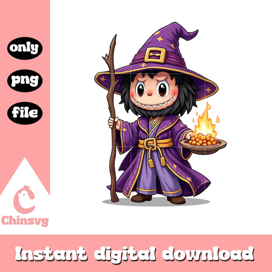 Labubu halloween witch cartoon png, halloween witch png