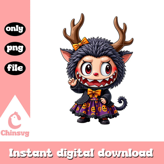 Labubu halloween witch deer design png, halloween day png