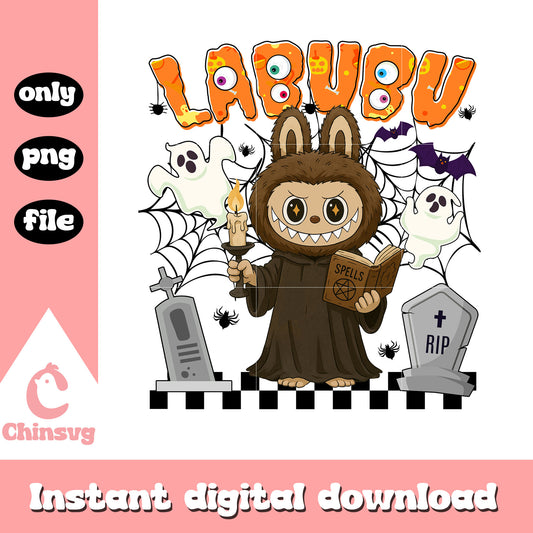 Labubu halloween wizard ver design png, labubu pop mart png