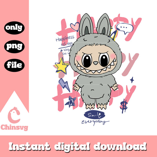 Labubu happiness everyday art design png, labubu blind box png