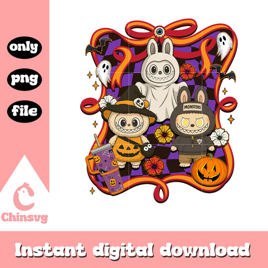 Labubu happy halloween design png, labubu doll png, halloween png